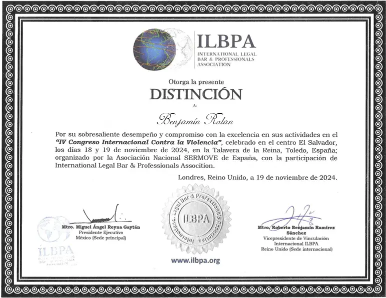 Diploma de Benjamín Rolan