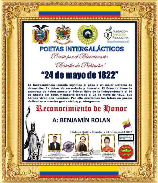 Diploma de Benjamín Rolan