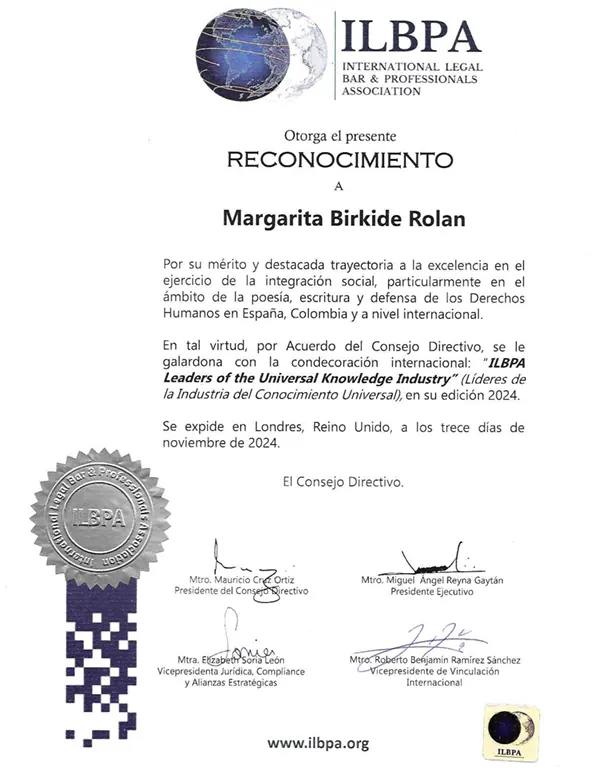 Reconocimiento ILBPA · Noviembre 2024